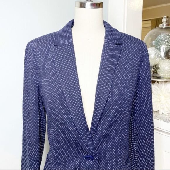 Chico’s Polka Dot Blazer Jacket Navy Blue & White Small - Picture 3 of 9
